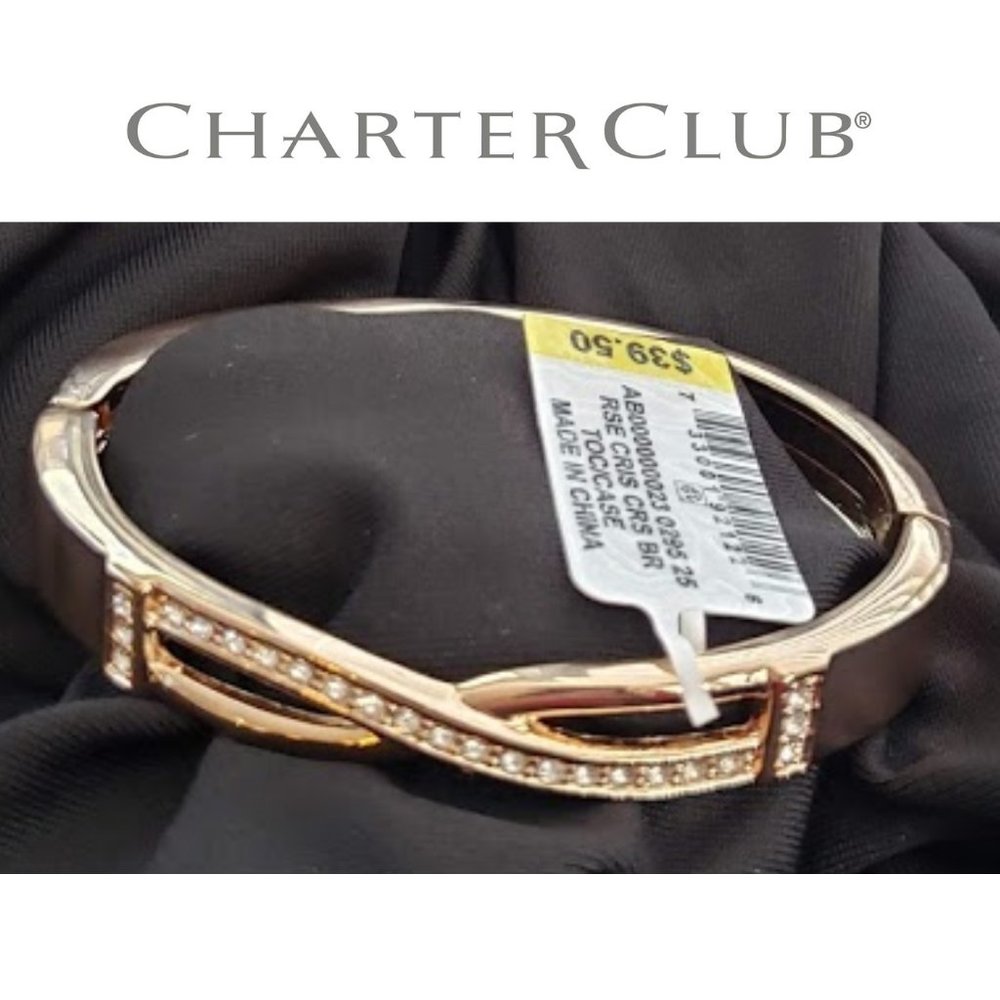 NEW Charter Club ROSE GOLD Cross Bangle Bracelet - Picture 5 of 10